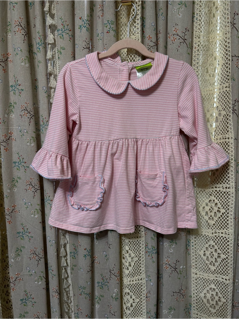 Classic Whimsy Pink Stripe Peter Pan Collar Dress Girls Size 6 Boutique